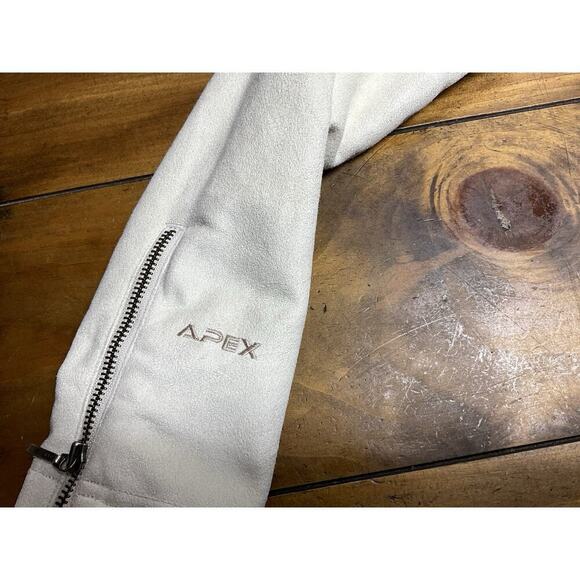 The North Face Apex Jacket Small Beige Faux Leather Full Zip Fleece Logo - Picture 3 of 16